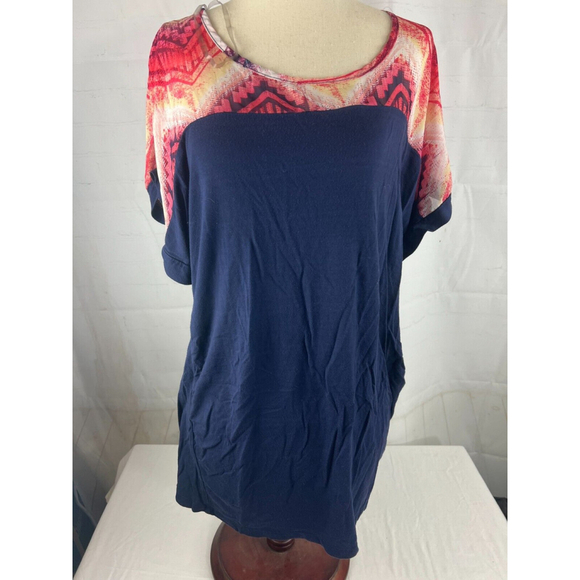 Women’s Three Season Maternity Short Sleeve Stretchy Pullover Top Size L Navy - Picture 1 of 3